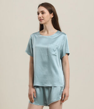 Damen 100% Seiden Kurz-Pyjama Set