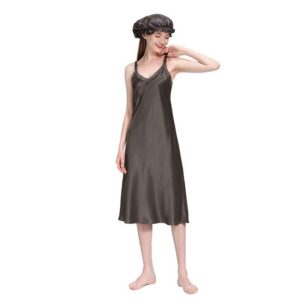 Damen 22 Momme Langes Seiden-Nachtkleid