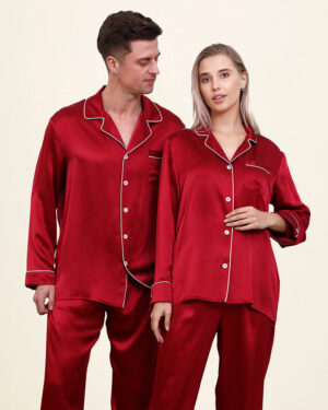 Klassische Lange Seidenpyjamas für Paare