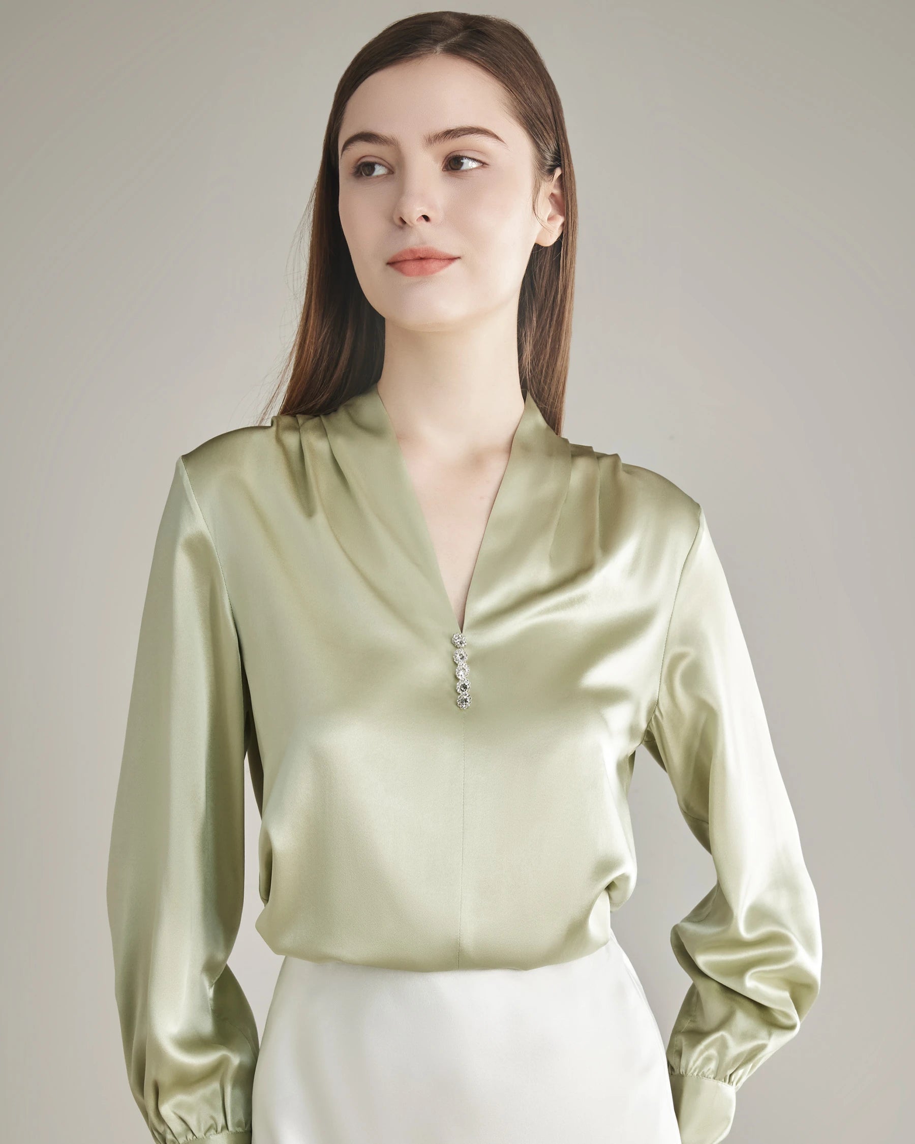 100% Seidenbluse Seidenhemd – Bild 12