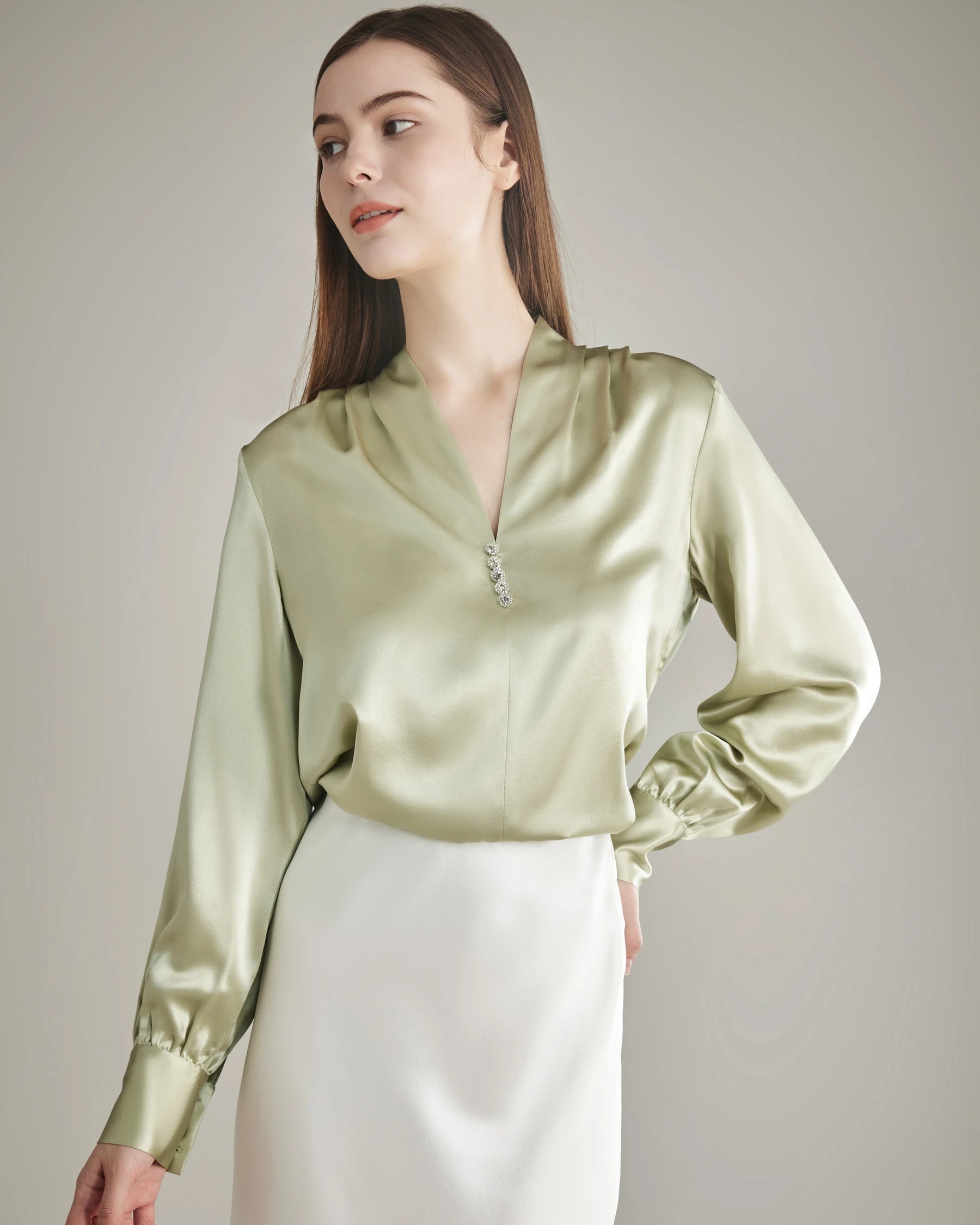 100% Seidenbluse Seidenhemd – Bild 14