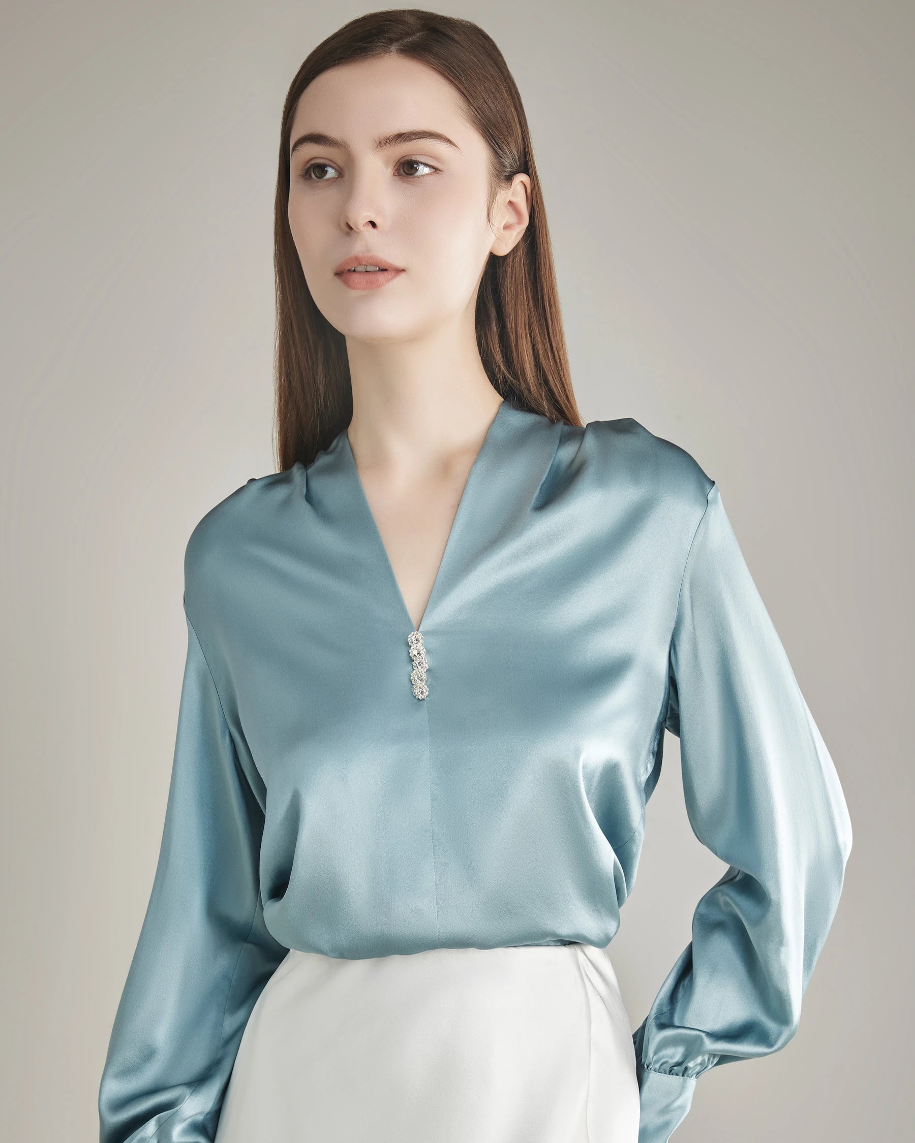100% Seidenbluse Seidenhemd – Bild 16