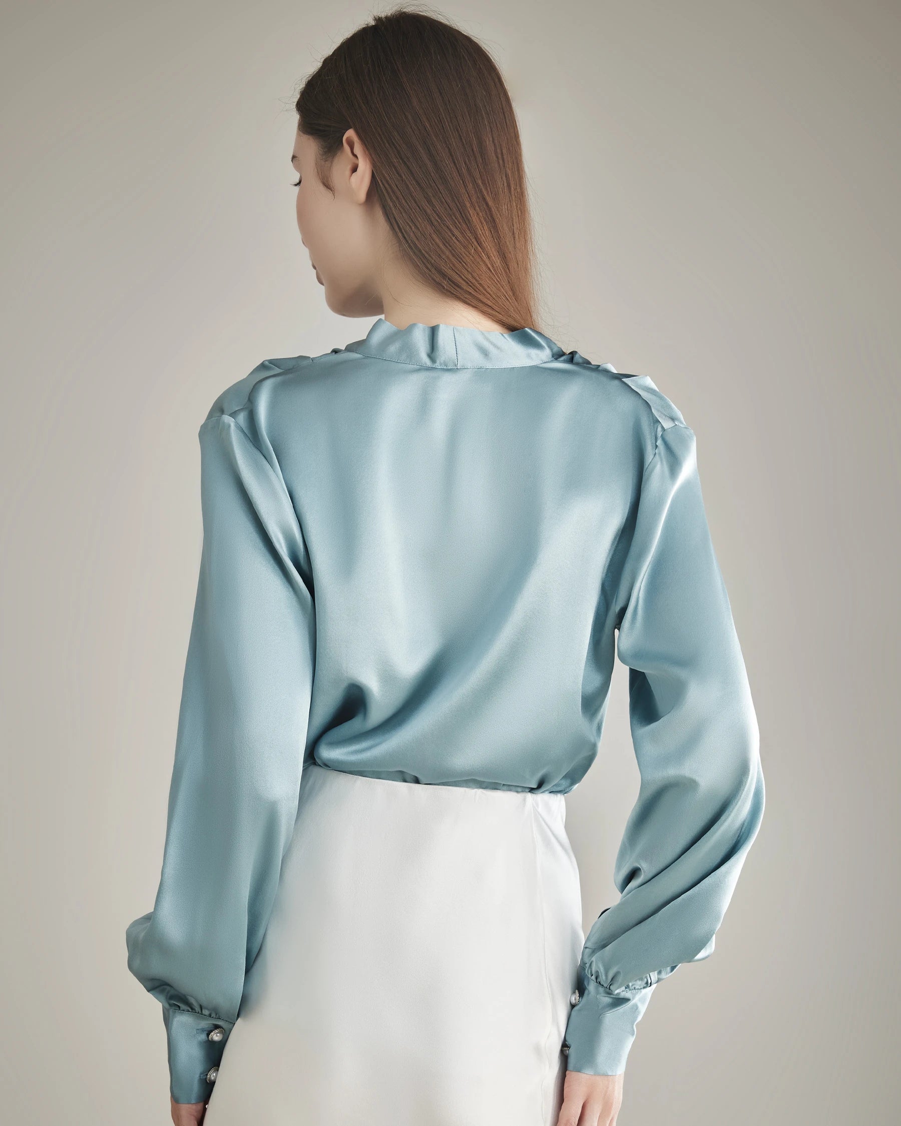 100% Seidenbluse Seidenhemd – Bild 17