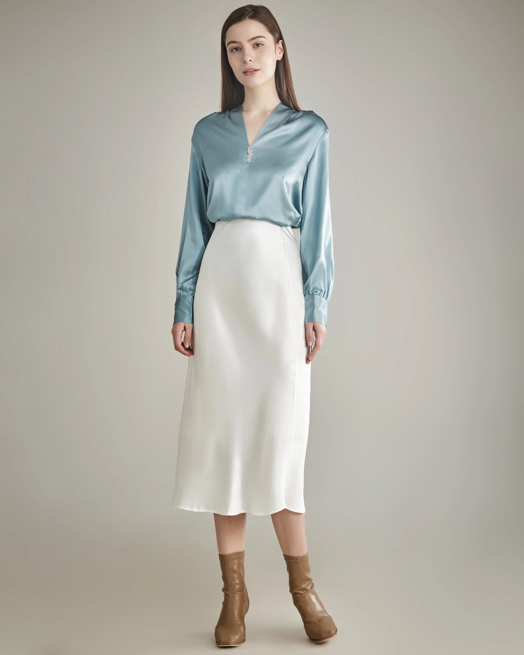 100% Seidenbluse Seidenhemd – Bild 19