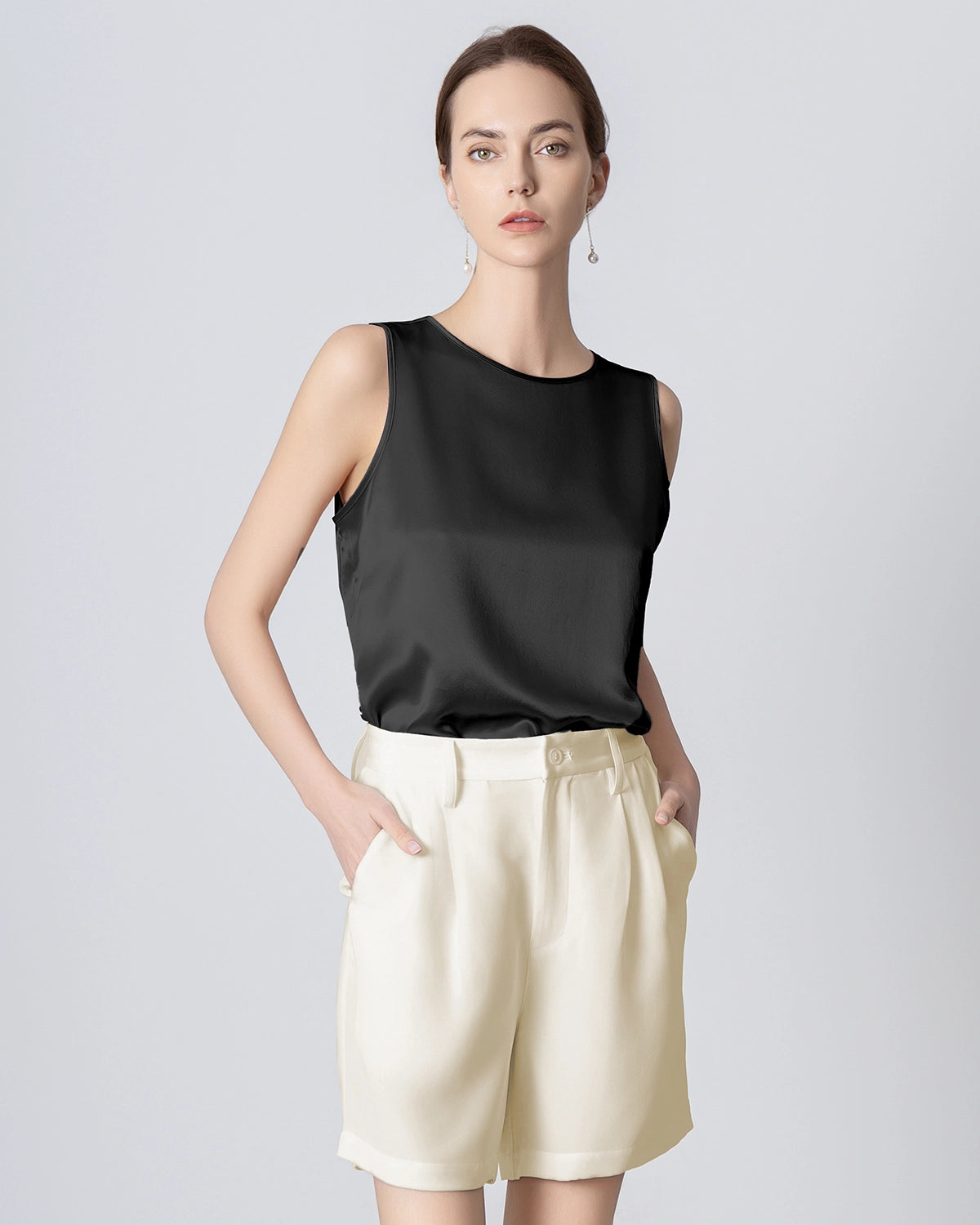40 momme Seiden Bermuda Shorts – Bild 9
