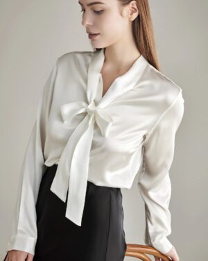 Elegante Seiden-Schleifen-Bluse