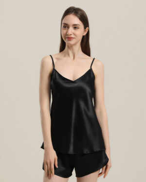 Einfaches Kurzes Seiden-Camisole-Pyjama-Set