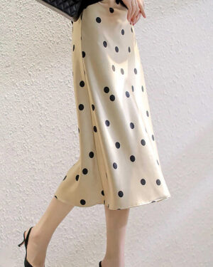 Polka Dot Seiden-Midi-Rock