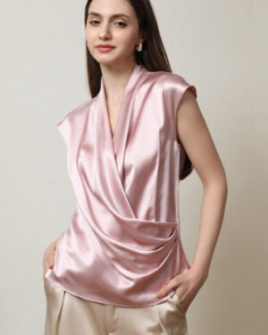 Sleeveless V-Hals Seidenbluse
