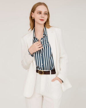 40 Momme Seiden-Blazer mit Spitzenkragen