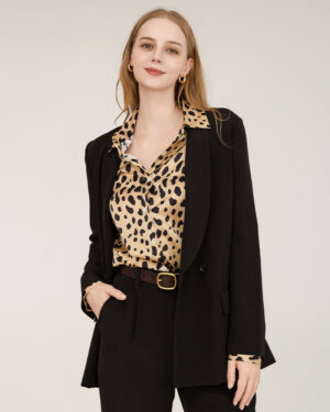40 momme schwerer Seiden-Blazer mit Kragenspitze (Shawl Collar)