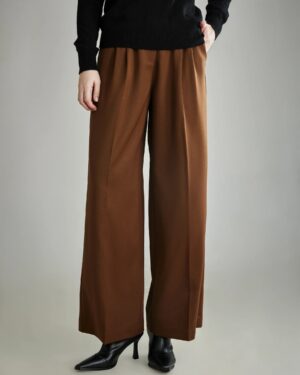 Damen-Pleated Woll-Breitbeinige Hose
