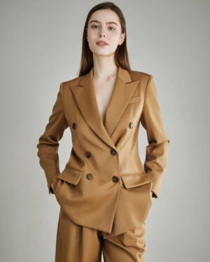 Damen Woll-Doppelrevers-Blazer