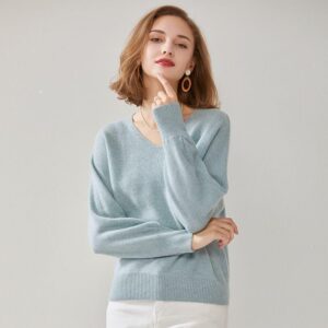 Lässiger V-Ausschnitt Pullover aus reinem Kaschmir